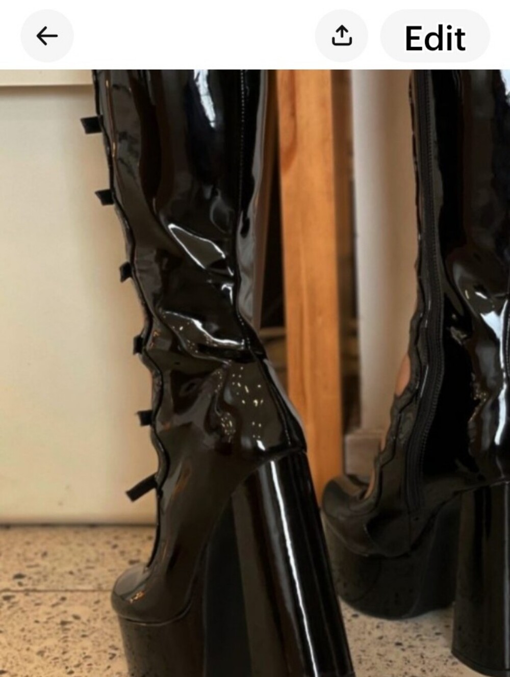 Black Goth Chunky Platform Summer Boots 😍 - Picture 7 of 11